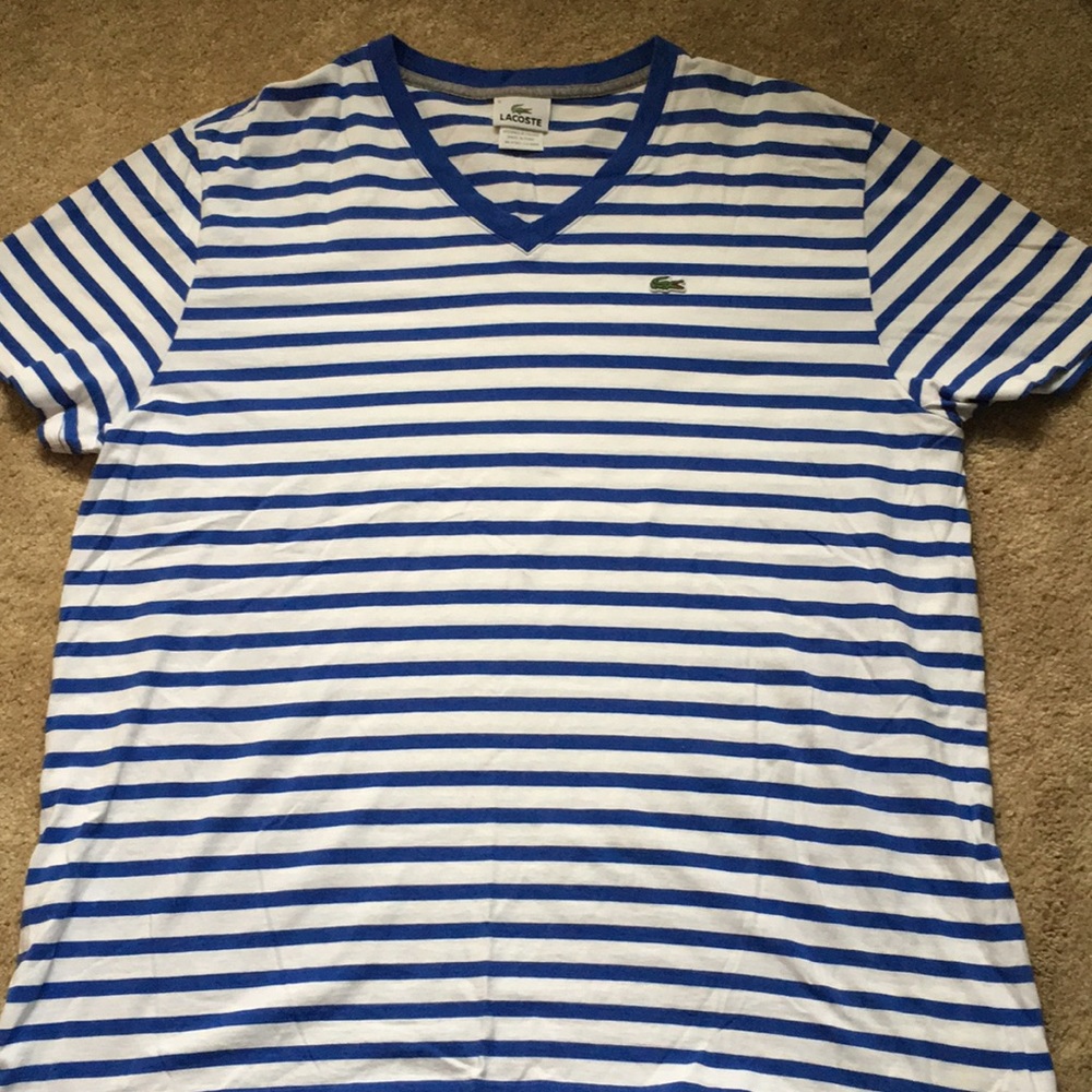 Lacoste Striped V-Neck T-Shirt